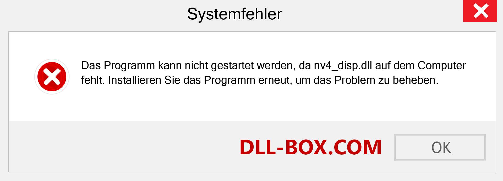 nv4_disp.dll-Datei fehlt?. Download für Windows 7, 8, 10 - Fix nv4_disp dll Missing Error unter Windows, Fotos, Bildern